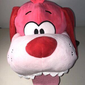 Good Stuff Illustrated Style Face Pink Dog Plush Stuffed Animal Toy 13" Long